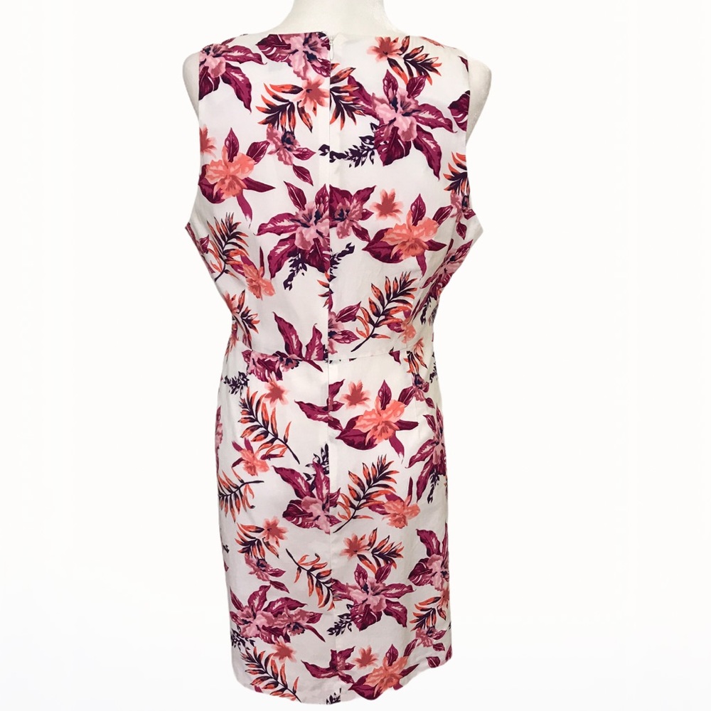 Tahari 97% Cotton Floral Tie-Waist Dress - 14 - Picture 3 of 15